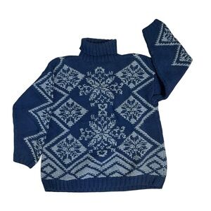 Gap women’s vintage turtleneck sweater Nordic snowflake chunky 90s size medium